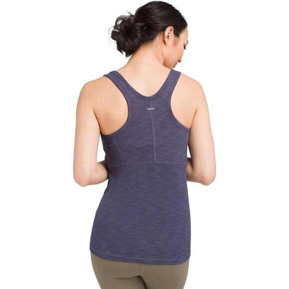 prAna Becksa Scoop Neck Racerback Tank Top Midnight Dew Heather Navy Blue XS - Picture 2 of 8